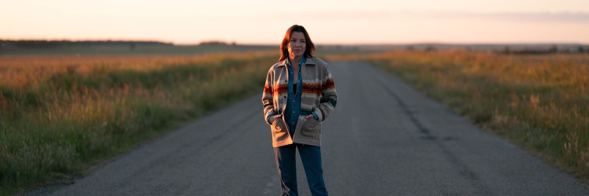 Osage Artist Addie Roanhorse in a Pendleton Coat