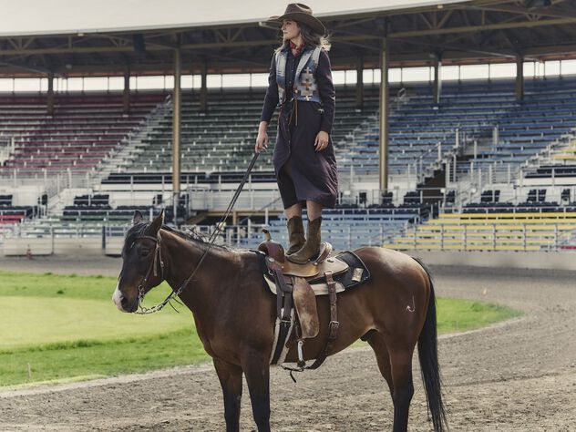 Rodeo Rider wearing our Pendleton Womens Dakota Wool Vest