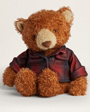 Stuffed Bear wearing Red/Black Board Shirt