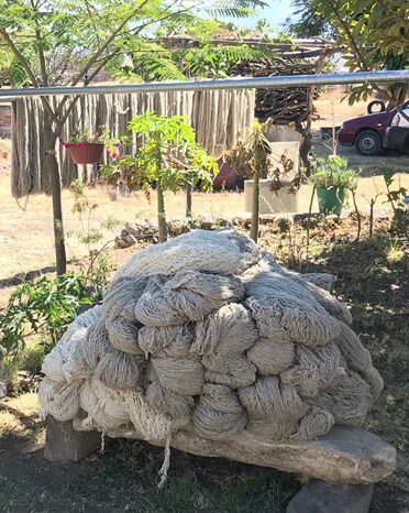 Wool Yarn drying outside in oaxaca, mexico