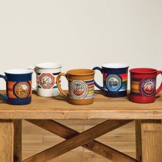 National Park mugs on Bench