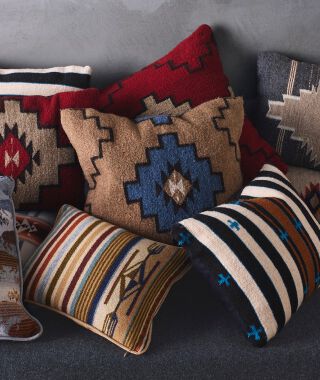 Stack of Colorful Pendleton Pillows