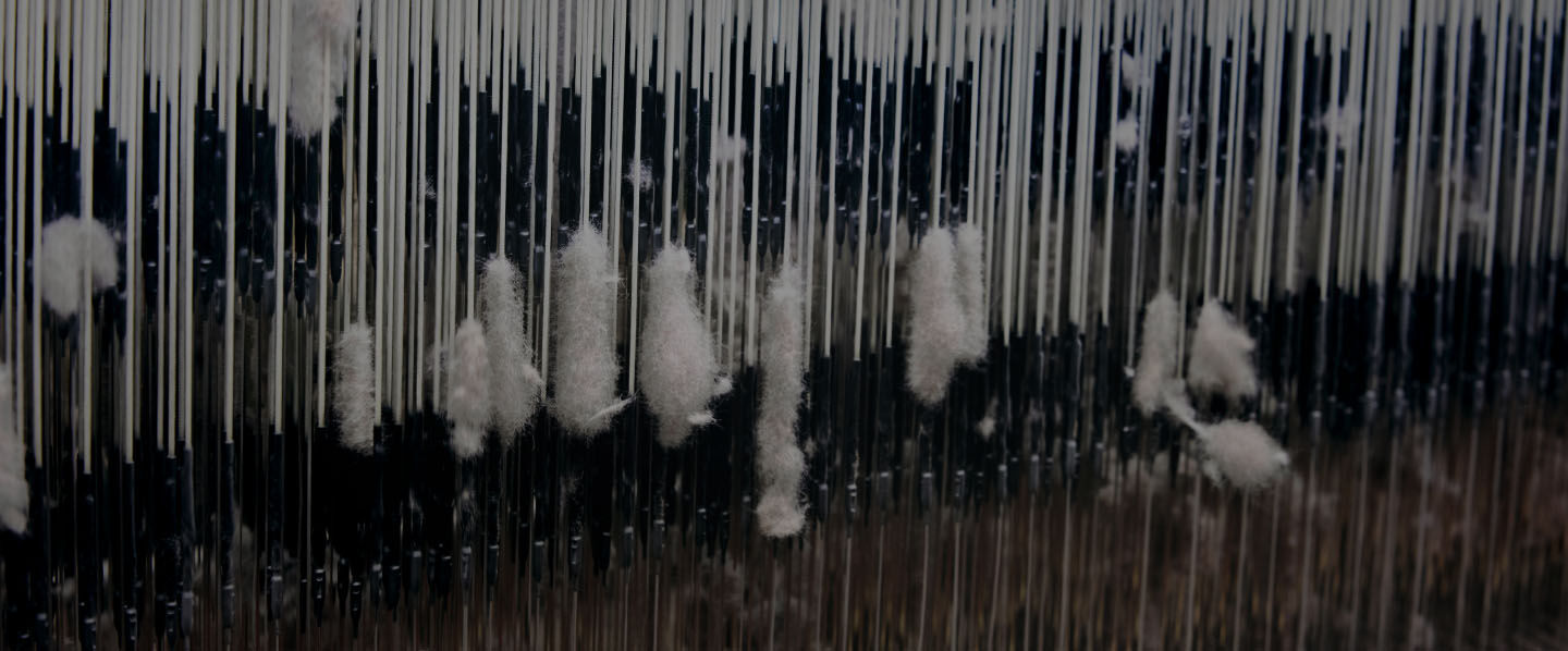 Close up view of a wool spinnig machine