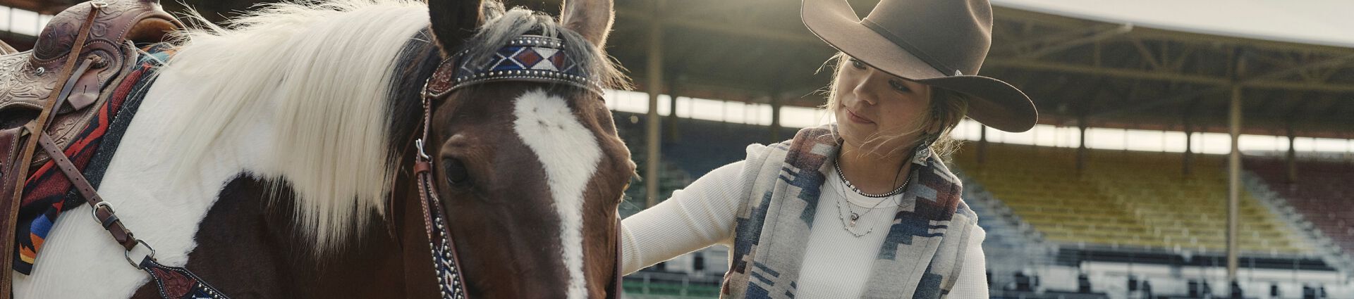 Rodeo Queen with her horse wearing a Pendleton Womens Vest