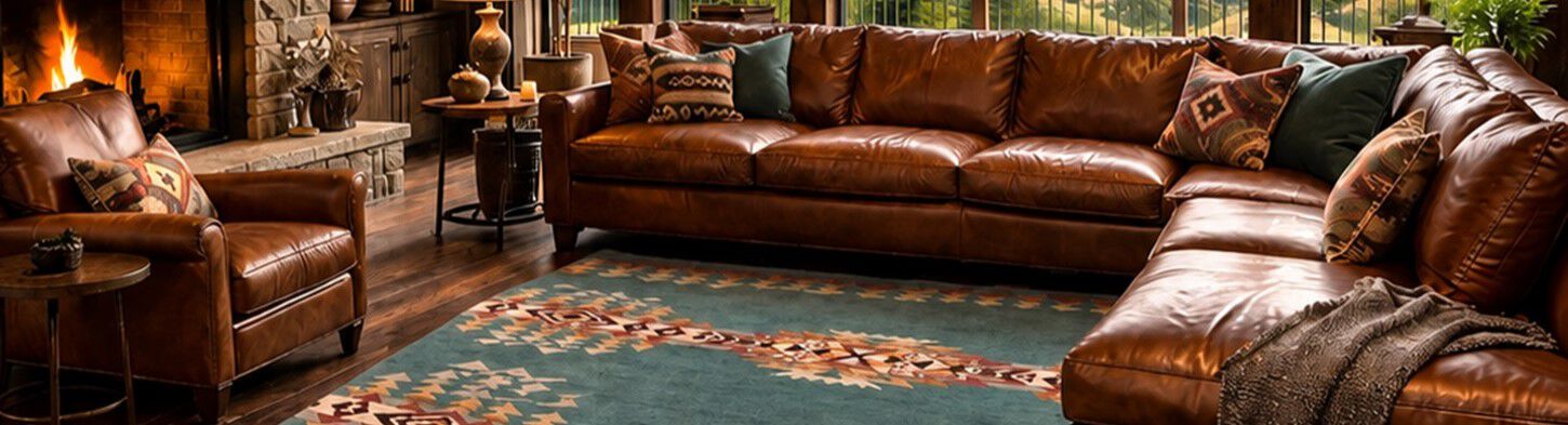 Highland Peak Teal in a Rustic Cabin Living Room