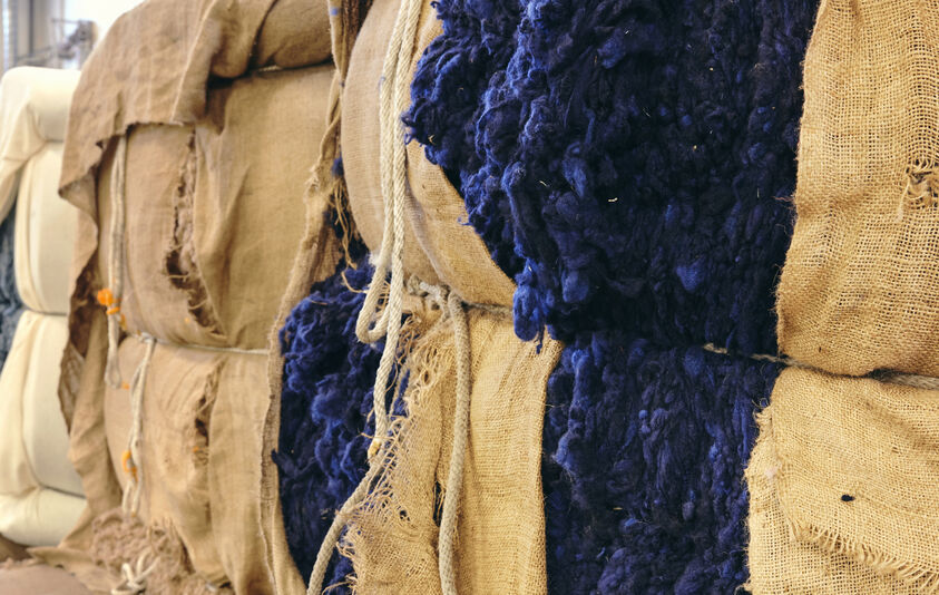 indigo blue dyed wool