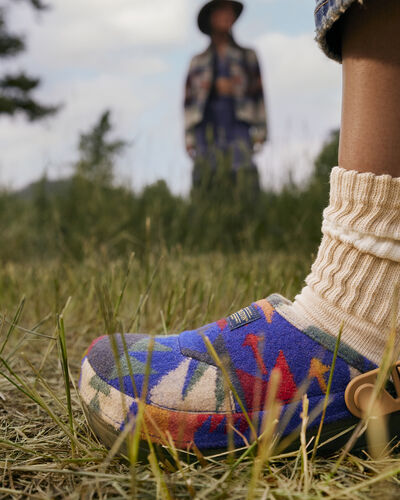 Close up of Crocs x Pendleton Clog
