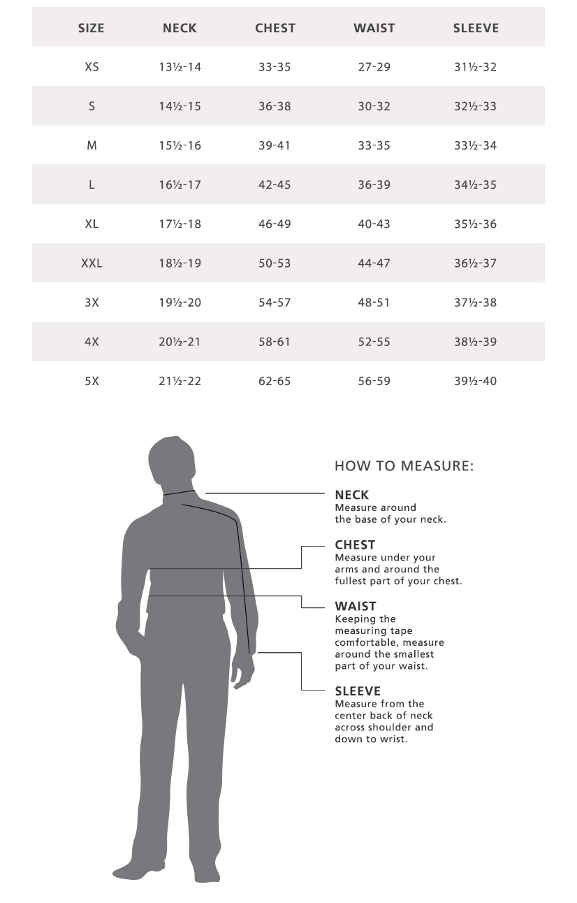 Mens Shirt Chart