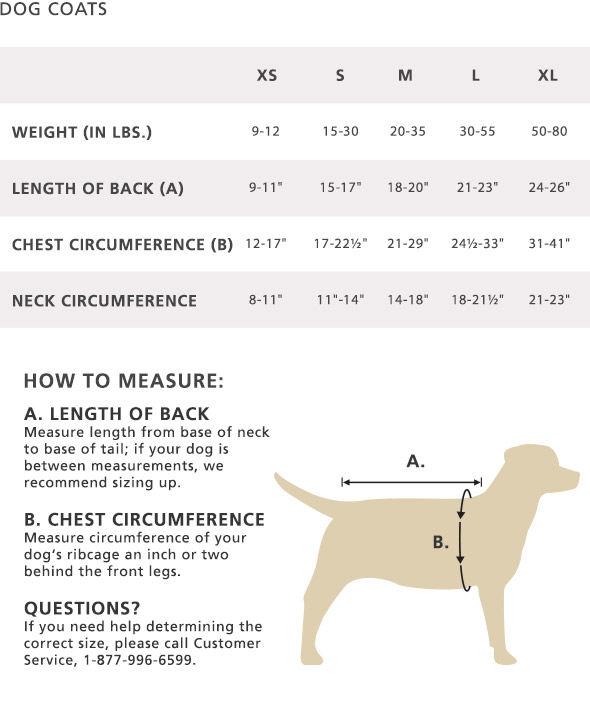 Dog Cloth Size Chart