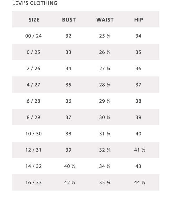 Levi S Women S Size Chart Us